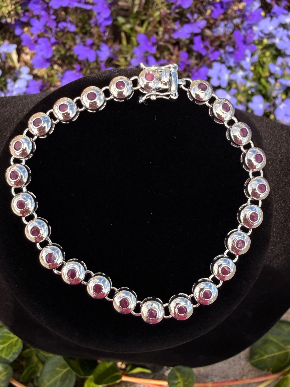 8.00 CTW AA Ruby 18K White Gold Plated Designer Bracelet 7 Inc - Picture 1 of 12